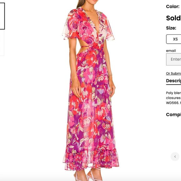 MISA Los Angees Calista Dress in Lilac Coming Up Roses Size Large - Picture 1 of 11